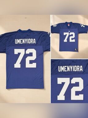 Vintage Reebok New York Giants Osi Umenyiora #72 Blue NFL Football Jersey Men M